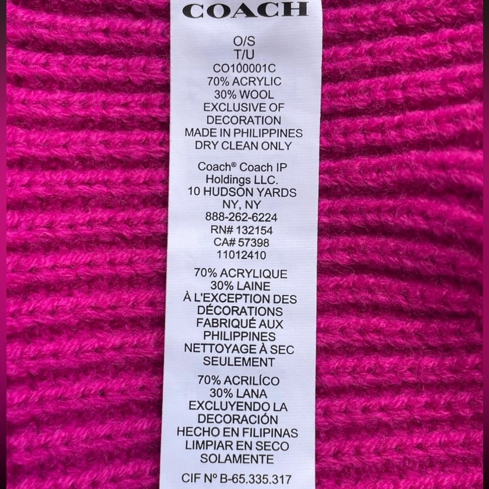 Coach Pink ( Hyacinth) Beanie. - Picture 8 of 13